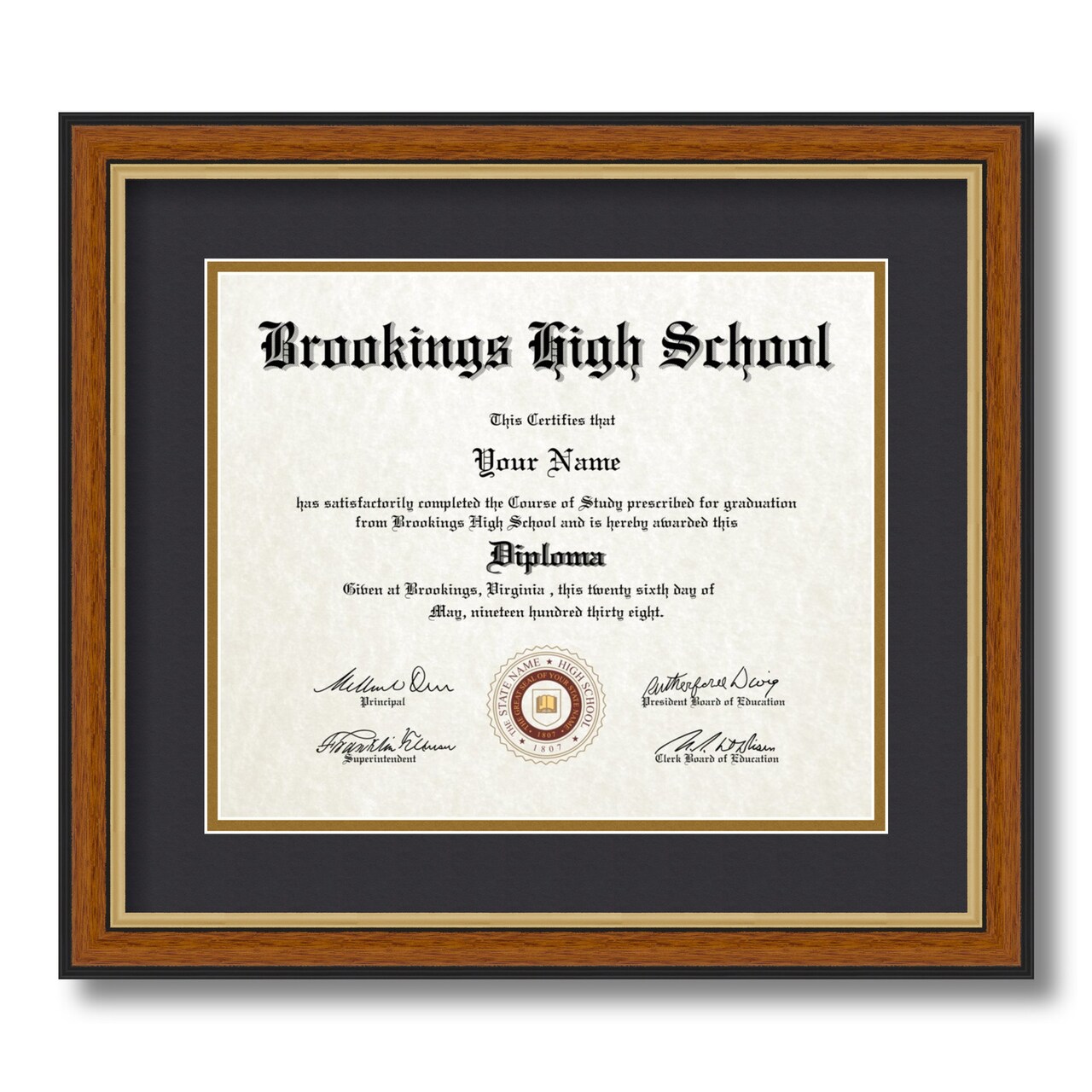 ArtToFrames 10x12 inch Diploma Frame - Framed with Black and Gold Mats, Comes with Regular Glass and Sawtooth Hanger for Wall Hanging (D-10x12)